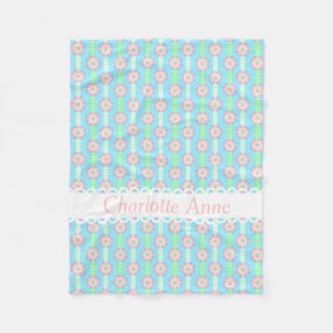 Spring Polka Dot Flower Ribbons Personalized Fleece Deken