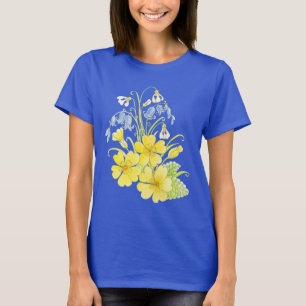 Spring primrose sneeuwklokje bluebell art T-shirt