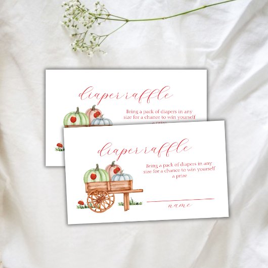Spring Pumpkin Labybug Luier Raffle Baby shower Informatiekaartje