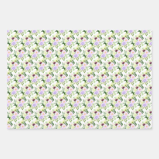 Spring Purple Flowers with Foliage Inpakpapier Vel (Voorkant)