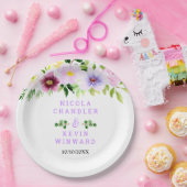 Spring Purple Flowers with Foliage Papieren Bordje (Feest)