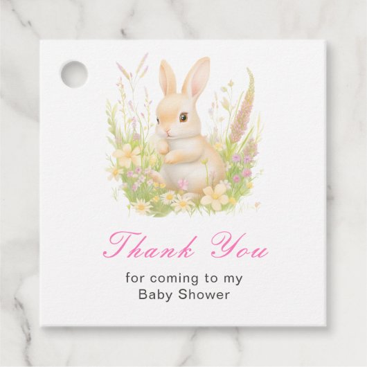 Spring Rabbit Baby Shower Bedankjes Labels (Voorkant)