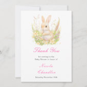 Spring Rabbit Baby shower Bedankkaart (Voorkant)