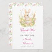 Spring Rabbit Baby shower Bedankkaart (Voorkant / Achterkant)