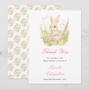 Spring Rabbit Baby shower Bedankkaart