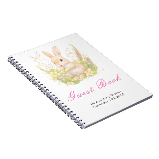 Spring Rabbit Baby Shower Guest Book Notitieboek (Rechterzijde)