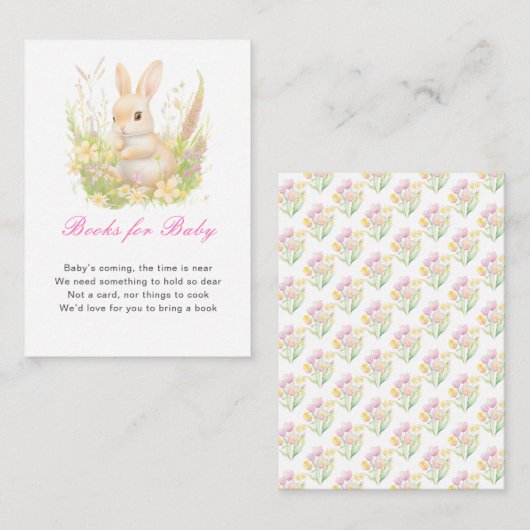 Spring Rabbit Baby shower Informatiekaartje (Voorkant / Achterkant)