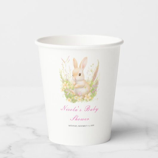 Spring Rabbit Baby shower Papieren Bekers (Achterkant)