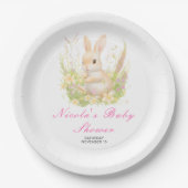 Spring Rabbit Baby shower Papieren Bordje (Voorkant)