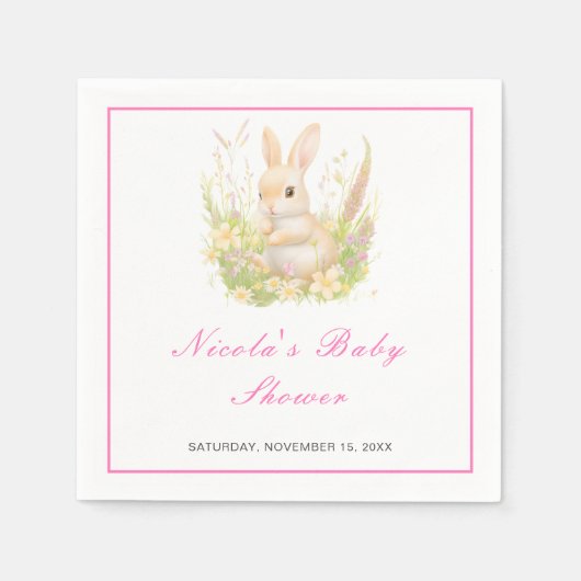 Spring Rabbit Baby shower Servet (Voorkant)