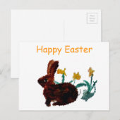 Spring Rabbit Daffodil Art Feestdagenkaart (Voorkant / Achterkant)