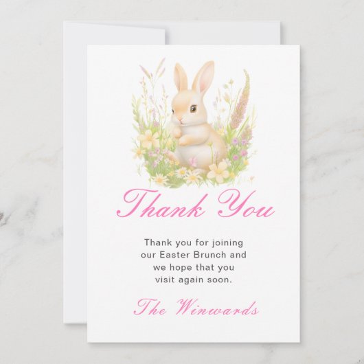 Spring Rabbit Easter Brunch Bedankkaart (Voorkant)