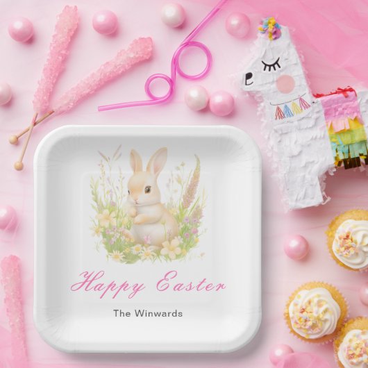 Spring Rabbit Easter Brunch Papieren Bordje (Feest)