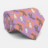 Spring Rabbit Pink and Purple Pastel Argyle  Stropdas (Opgerold)