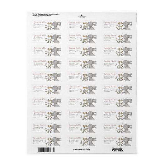 Spring Rabbit Retour Adres Label (Full Sheet)