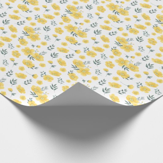 Spring Radiance: Yellow Poppy Flower Cadeaupapier (Hoek)