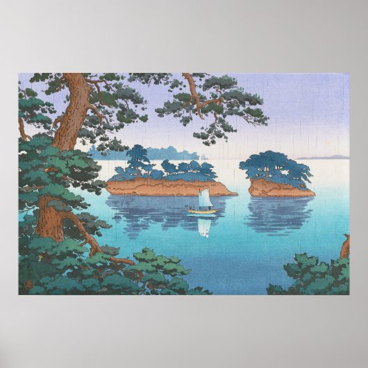 Spring Rain, Matsushima Japanse waterschapkunst Poster (Voorkant)