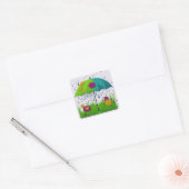 Spring Rain Vierkante Sticker (Envelop)