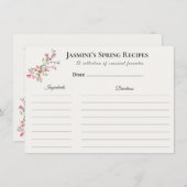 Spring Recipe Card – Watercolor Blossoms Aankondiging (Voorkant / Achterkant)