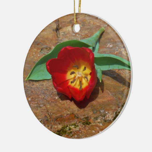 Spring Red Tulip Keramisch Ornament (Links)