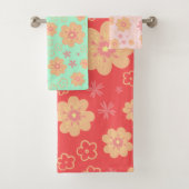 Spring Retro Flowers Pattern Bath Towel Set Bad Handdoek (Insitu)