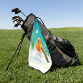 Spring Robin Bird Illustration Golfhanddoek (Groen)