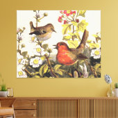 Spring Robin Birds Red Birding Canvas Afdruk (Insitu (Woonkamer))