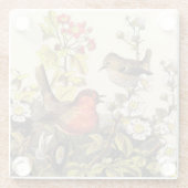 Spring Robin Birds Red Birding Glazen Onderzetter (Achterkant)