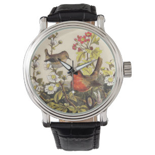 Spring Robin Birds Red Birding Horloge