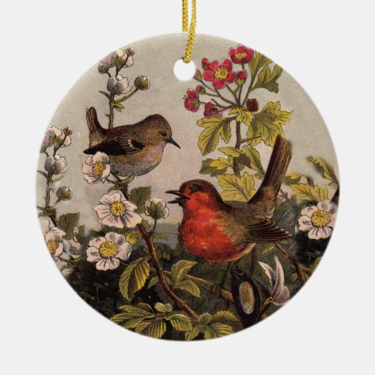 Spring Robin Birds Red Birding Keramisch Ornament (Voorkant)