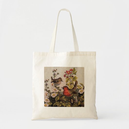 Spring Robin Birds Red Birding Tote Bag (Voorkant)