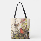 Spring Robin Birds Red Birding Tote Bag (Achterkant)