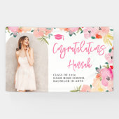 Spring roze boho tuin bloemenmolen afstuderen gefe spandoek (Horizontaal)