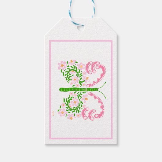 Spring roze Butterfly Gift Label Cadeaulabel (Voorkant)