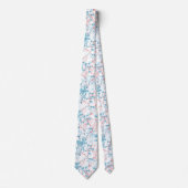 Spring roze en Blue Floral Plant Pattern Stropdas (Voorkant)