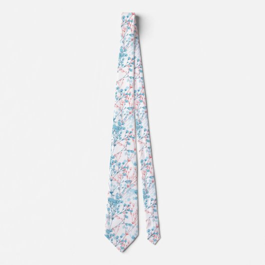 Spring roze en Blue Floral Plant Pattern Stropdas (Voorkant)