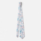 Spring roze en Blue Floral Plant Pattern Stropdas (Achterkant)