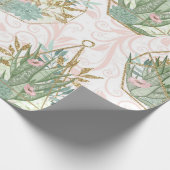 Spring roze en Mint Glitter Succulents Cadeaupapier (Hoek)