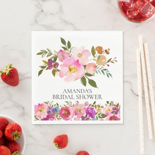 Spring Roze & Paarse Bloemen Douche Papier servett Servetten (Insitu)