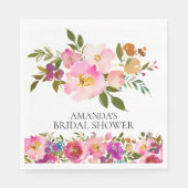 Spring Roze & Paarse Bloemen Douche Papier servett Servetten (Voorkant)