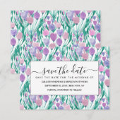 Spring roze Paarse Tulip Floral Waterverf Save The Date (Voorkant / Achterkant)