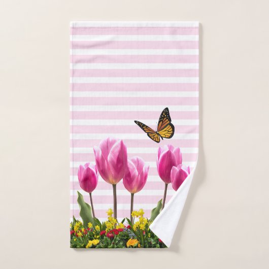 Spring roze Tulip Flowers Handdoek (Handdoek)