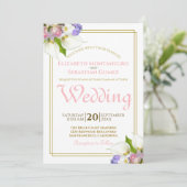 Spring Rozen & Calla Lelies Goud en Roze Bruiloft Kaart (Staand voorkant)