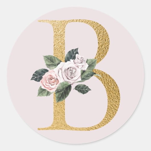 Spring rozen gouden initialen sticker letter B (Voorkant)