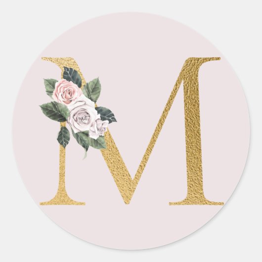 Spring rozen gouden initialen sticker letter M (Voorkant)