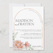 Spring Rustic Blush roze Floral met foto bruiloft Kaart (Voorkant)