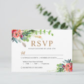 Spring Rustic Boho Floral Waterverf Wedding RSVP (Staand voorkant)
