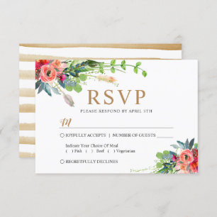 Spring Rustic Boho Floral Waterverf Wedding RSVP