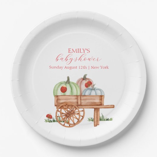 Spring Rustic Modern Pumpkin Labybug Baby shower Papieren Bordje (Voorkant)