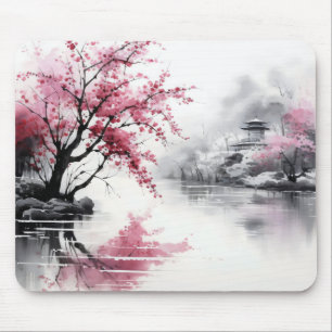 Spring Sakura Ink Painting Muismat